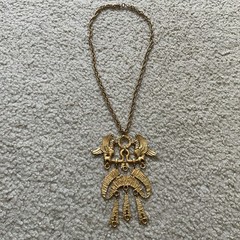 Vintage 1970s/80s Egyptian Revival Statement Necklace Gold RARE