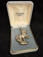 Gorham Sterling Silver .925 Carousel Horse Brooch 1 3/4” Pin (12 Grams) + Case