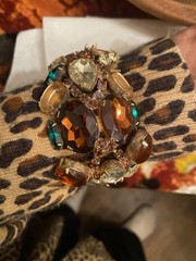 Juliana D&E Rhinestone Bracelet Brown Green 1960s Vintage Needs Repair AS IS WOW