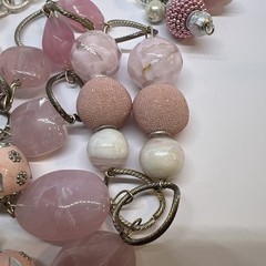 Vintage Glass/Acrylic/faux Peal/ metal Beaded Silver Tone Chain 30”Necklace