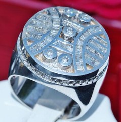 14k white gold ring 2.50ct natural diamond size 11.5 vintage handmade 27.0g Gab8