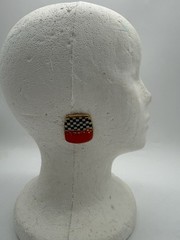 Vintage 80’s Jewelry 10 Cynthia Chuang Earrings Modernist Checkerboard Ceramic