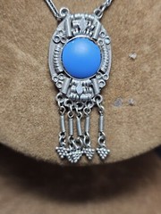 SILVER 800 TURQUOISE NECKLACE VINTAGE JEWELLERY COLLECTABLES GIFT