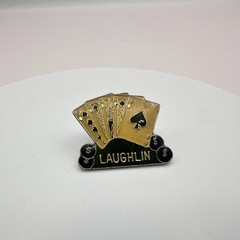 Vintage 90s Laughlin Royal Flush Poker Playing Cards Gold Tone Lapel Pin Jewelry