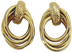 Vintage 1970/80s Clip On Earrings, 4 Pair, Gold-tone, used (DD1)