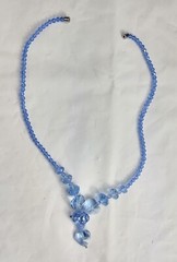 Vintage Beaded Necklace Light Blue Faceted Beads Hearts Magnetic Clasp Jewelry