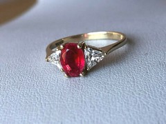 VINTAGE SOLID 10K GOLD RUBY RED WHITE CZ CUBIC ZIRCONIA RING ENGAGEMENT WEDDING