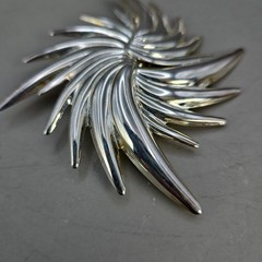 Set (3) Silver-Tone Metal MCM Starburst Spike Spiky Swirls Earrings & Brooch Pin
