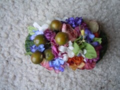 Vintage 3D spring flower bouquet brooch pin 4 x 2 inches free shipping