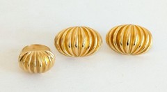 Vintage 1980’s Gold Plated Ribbed/Domed Ring and Pierced Earrings