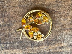 Vintage Flower Brooch Lot #4, 11 Pieces, Enamel Rhinestone Cloisonne Wear/Resell