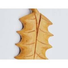 wood leaf brooch pin 3 1/8″