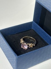 Vintage Pink Cubic Zirconia Ring Gold Plated Womens Size 5