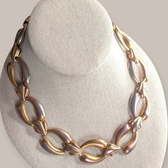 Vintage Multi-chrome Pink Silver Gold Necklace Choker