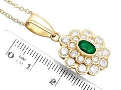 Vintage 0.60 Ct Emerald 2.28 Ct Diamond 18k Yellow Gold Pendant 1990s