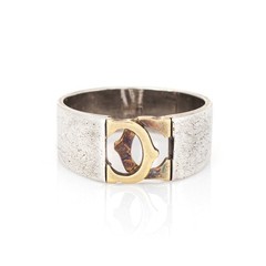 70s Vintage Cartier Ring Sz 7 CC Logo Sterling Silver 18k Gold Band Signed