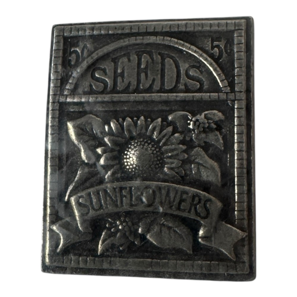 Birds and Blooms Sunflower Seeds Pewter Brooch Pin Badge Lapel Sealed