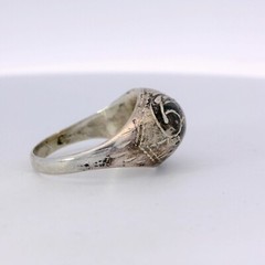 Sterling Silver Domed Etched Scroll Signet Ring