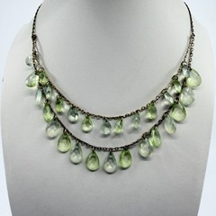 Light Green Faceted Teardrop Crystal Choker Layered Necklace Statement Jewelry