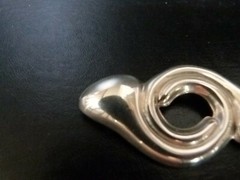 Mexico sterling silver 0.925 modernist puffy stylized hurricane horn pin brooch