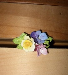Vintage Bone China Multicolor Flower Bouquet Brooch Pin- Made in England
