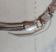 Vintage Triple Strand Sterling Silver Necklace Single Bead 16″ ITALY 925 Cl