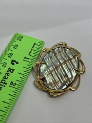 Signed JJJ 1/20 12k Gold Filled GF Oval MOP 2” Pin Brooch 7075