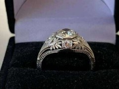 Art Deco 2.2Ct Lab Round Created Diamond Filigree Wedding White Gold Filled Ring