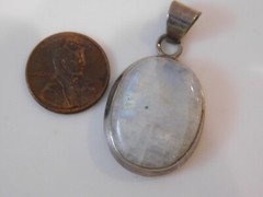 Sterling Silver Blue Moonstone Large Oval Pendant 20x24mm 9f 99
