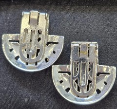 Vintage 1930s Art Deco Dress Clips Pair Silver Tone Rhinestone Fan Shape