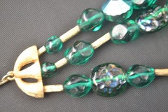 Trifari multi strand art glass irridescent aurora borealis necklace three 17″