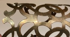 Vintage Antiqued Brass Cuff Gladiator Bracelet Ornate Coiled Braided Geometric