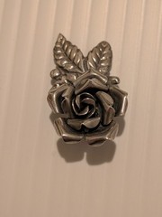 Vintage Peruzzi Bracelet & Clip-On Earrings Set Signed 800 Silver Rose Motif