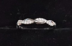 CASTILLNA Half Eternity Twist 925 Sterling Silver & CZ Engagement Ring Size 9