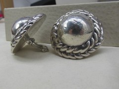 Vintage Simon Sebbag Sterling Silver Round Chunky Clip On Earrings 2″ 38gr #595
