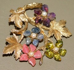 VINTAGE Signed ORIGINAL SWOBODA FLOWER BROOCH MULTI-STONE 2 1/2″ x 2 1/2″