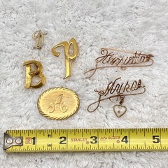 Vintage Monogram Brooch Lot of 6 Metal Pins Various Styles