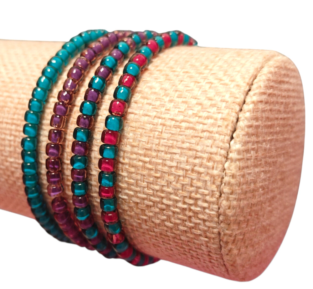 4pc Seed Bead Multi Colorful Boho Festival Work Wear Everyday Bracelets