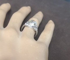 Platinum Vintage Filigree Engagement Ring 2.78ct. Natural Old Mine Diamond GIA