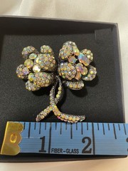 Vtg. Signed Worth & Douglas AB Crystal Floral Brooch. VGUC, approx 2.5 x 2 in