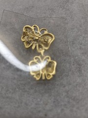Vtg brushed gold tone Butterfly combo Pin