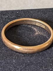 Antique 14k Solid Gold Wedding Round Band Large Ring Sz 11 Letter W Hallmark