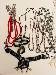 Southwest Native American Style Leather, Stone Jewelry Lot Old & New Boho