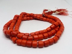Antique Old Orange Red Ox Blood Coral Beads Mala Necklace 26” Japa Beads Nature