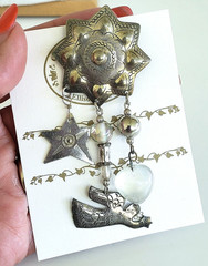 Renee Celestial Angel Star Dangle Mixed Metal Pin 3.5″ In Card Love Connection