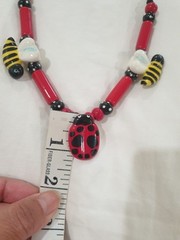 Flying Colors Lady Bug/bee Ceramic Necklace/Brooch/Earrings Bee/ladyBug Colorful