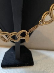 Vintage Miriam Haskell Russian Gold Tone Double Link Necklace Signed