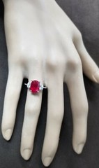 Vintage 14k White Gold Engagement Ring 3.51ct. Natural Burma Oval Ruby AGL cert