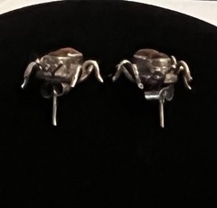 VTG Sterling Amber Insect Earrings Ant Pierced Post Style Unique!