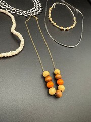 Lot of Five Vintage Necklaces Boho Beaded Wood Serpentine Prehnite Seed Beads